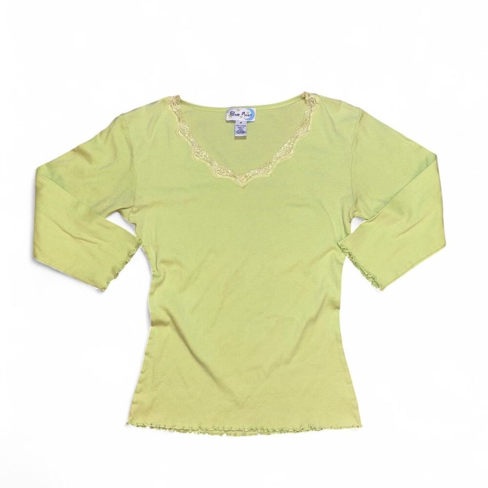 y2k fairycore blue moon boutique green lace top